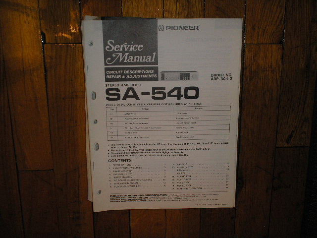 SA-540 Amplifier Service Manual