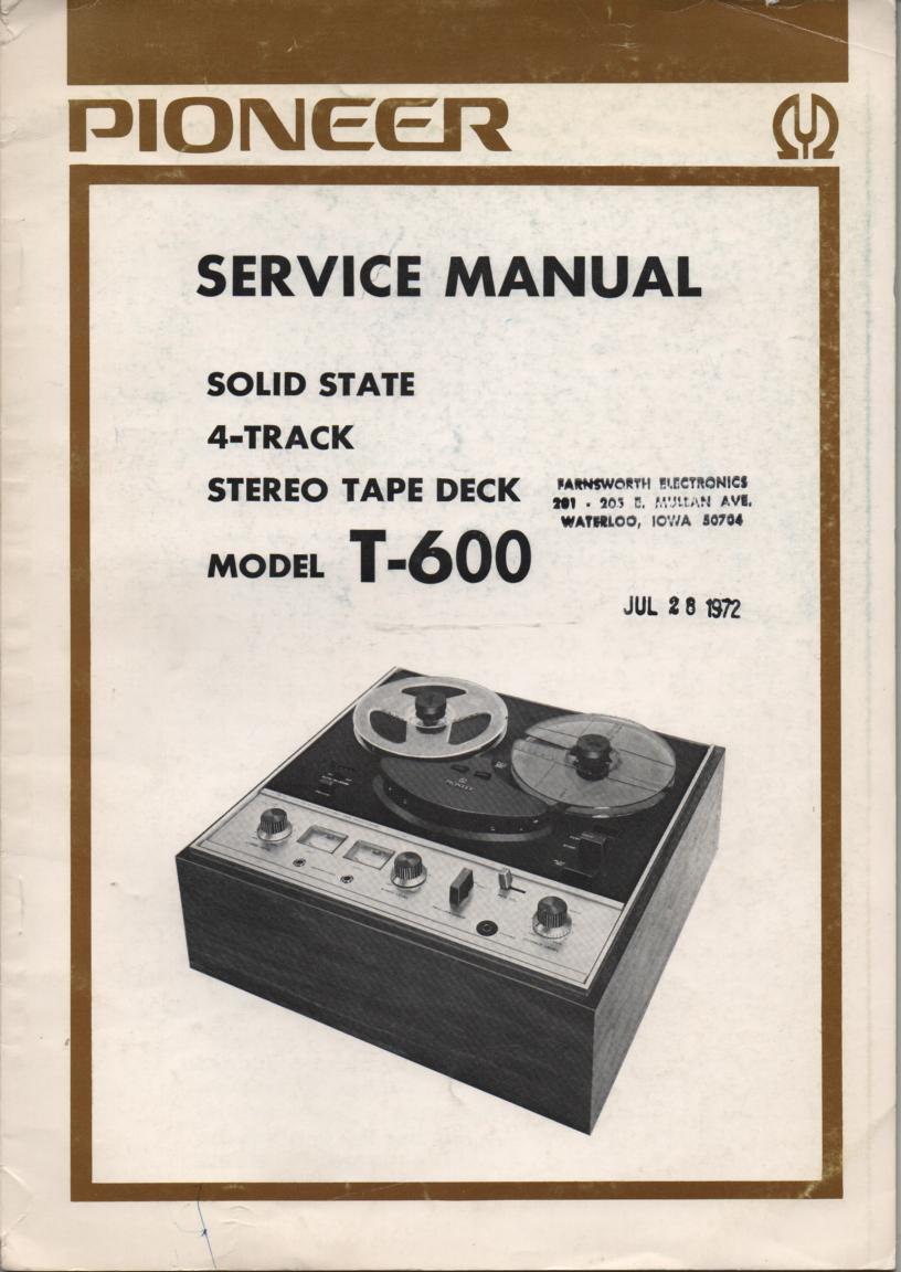 T-600 4-Track Reel to Reel Service Manual