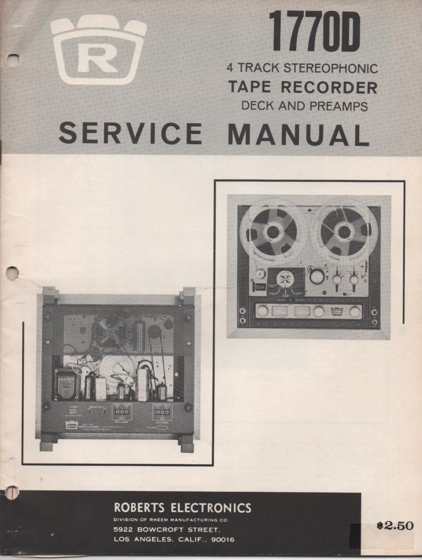1770D Reel to Reel Service Manual