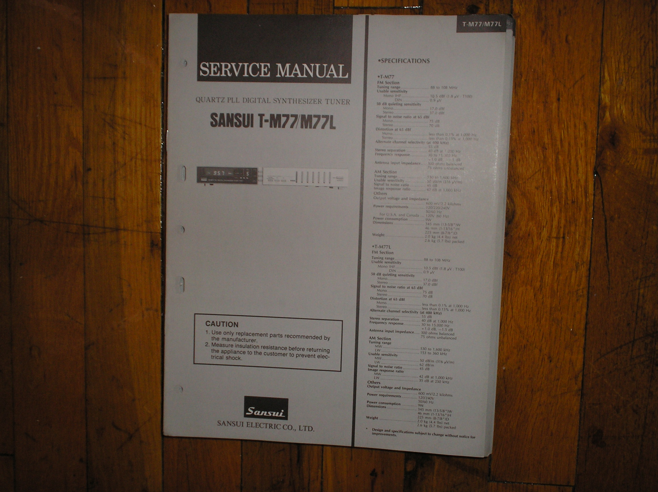 T-M77 T-M77L Tuner Service Manual  SANSUI