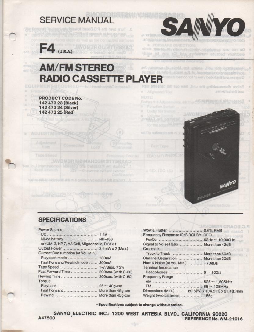 F4 AM FM Stereo Radio Cassette Player