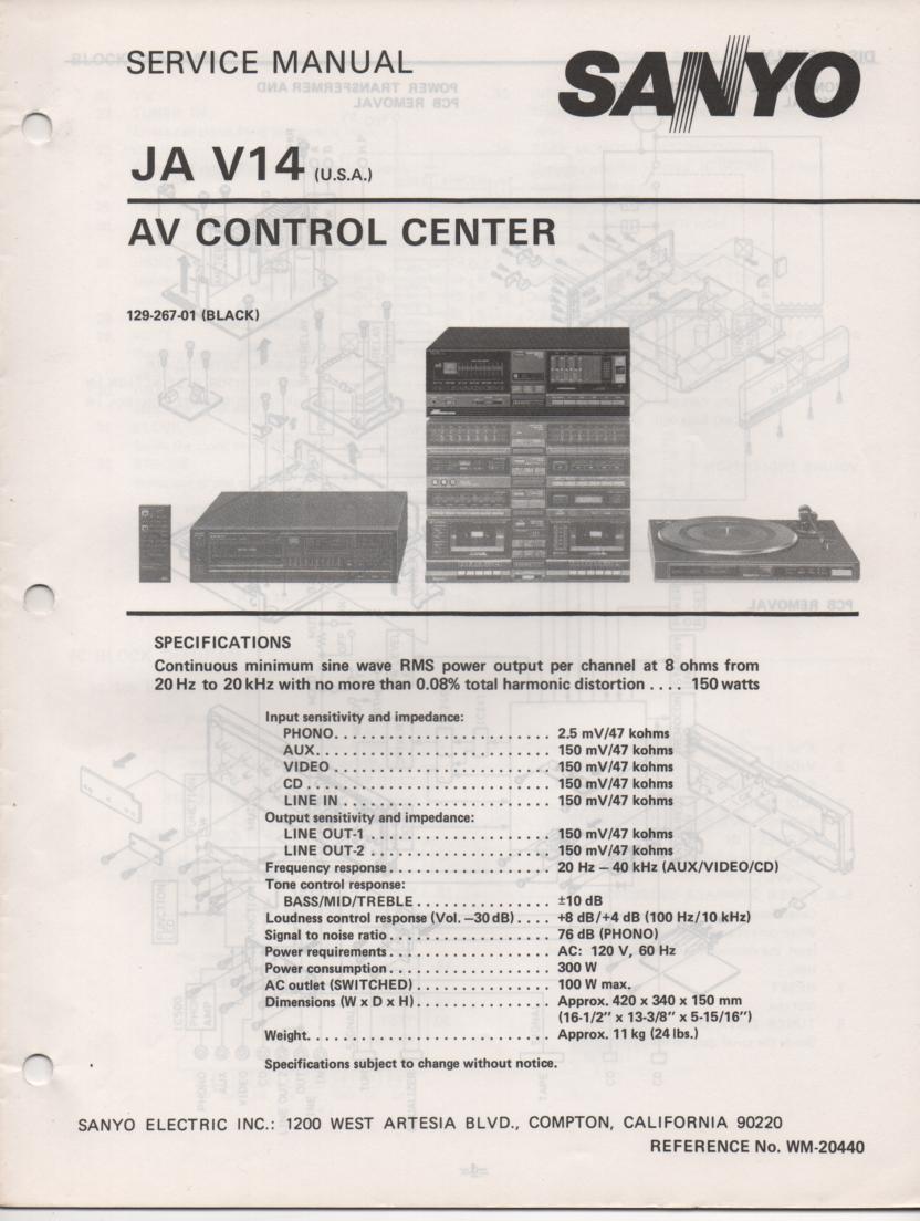 JA V14 Audio Video Control Center Service Manual