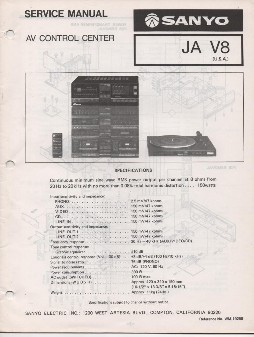 JA V8 Audio Video Control Center Service Manual