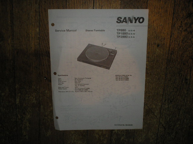 TP880 TP1880 TP2880 Turntable Service Manual