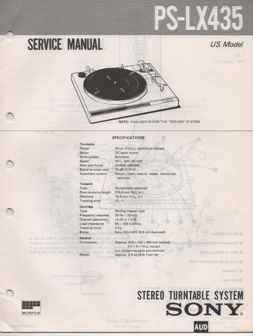 PS-LX435 Turntable Service Manual