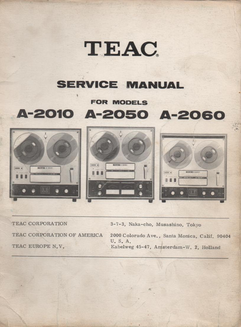 A-2060 A-2010 Reel to Reel Service Manual  TEAC