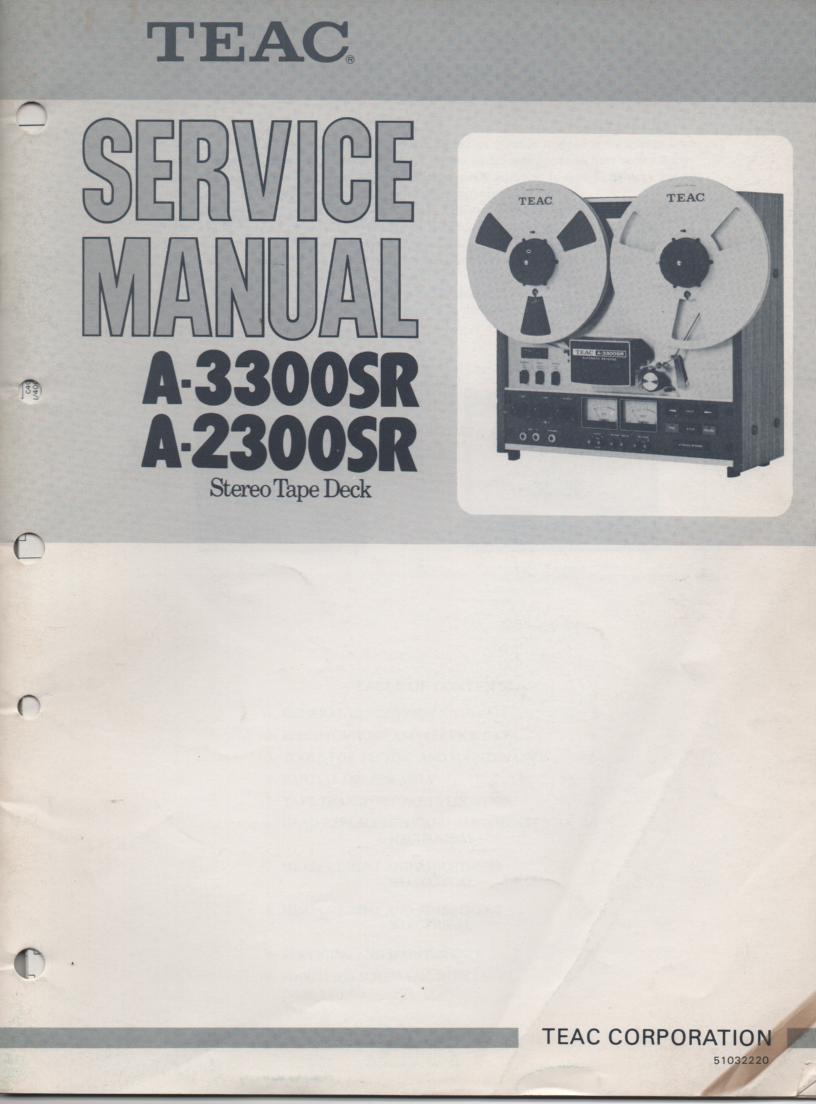 A-2300SR A-3300SR Reel to Reel Service Manual  TEAC