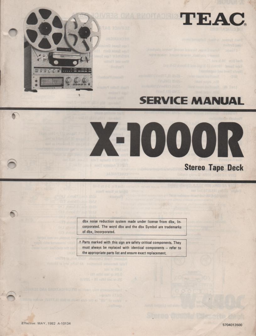X-1000R Reel to Reel Service Manual