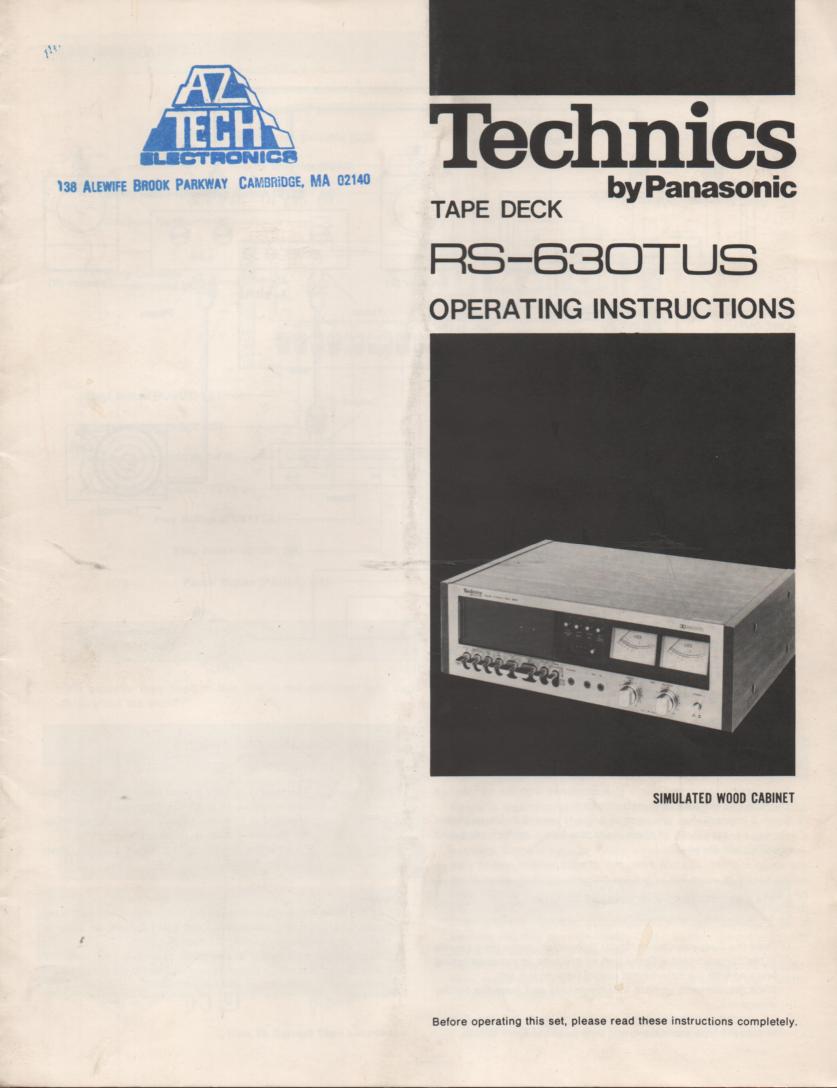 RS-630TUS Cassette Deck Owners Instruction Manual with schematic