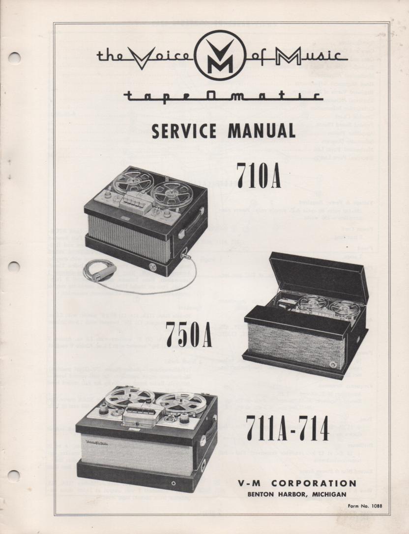 710A 711A 714 750A Reel to Reel Service Manual  VOICE OF MUSIC