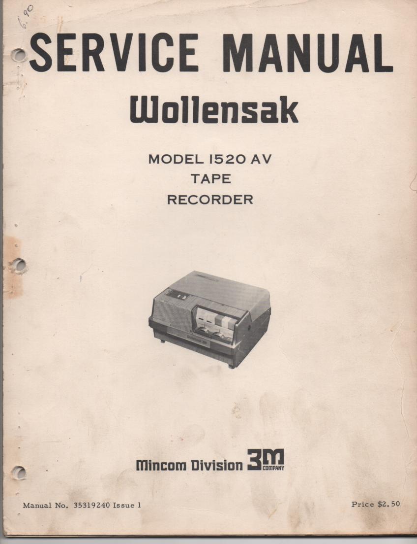 1520AV 1520 AV Reel to Reel Tape Recorder Service Manual