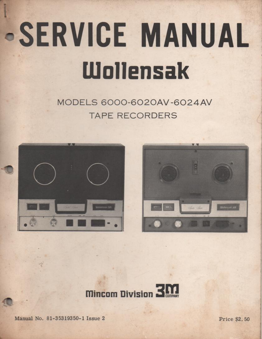 6000 6020AV 6024AV Reel to Reel Tape Recorder Service Manual