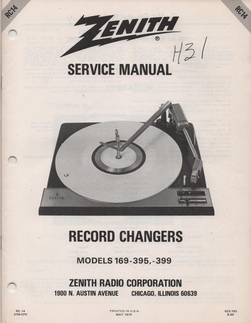 169-395 Turntable Service Manual. RC-14