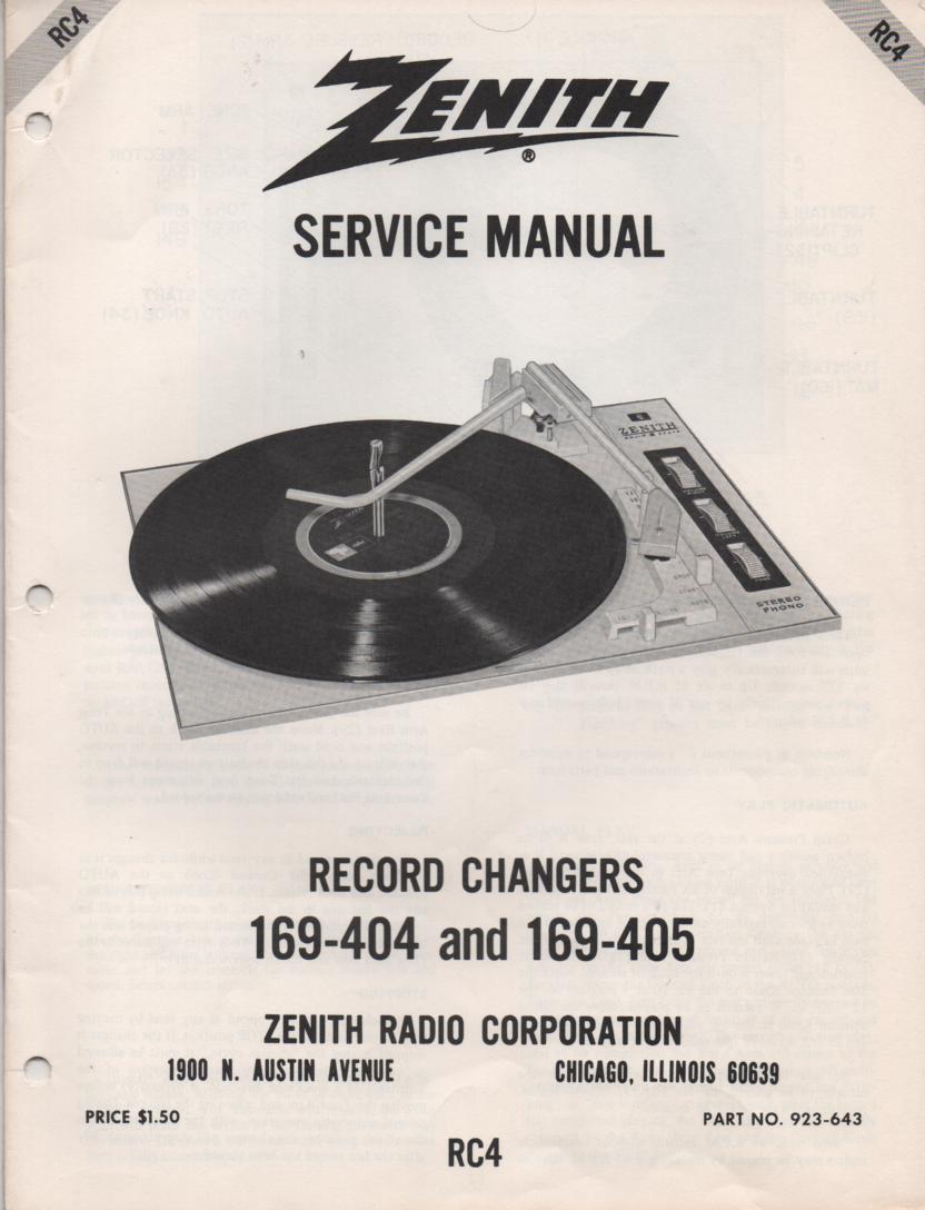 169-405 Turntable Service Manual. RC4