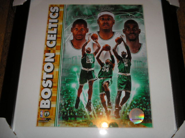 BOSTON CELTICS ALLEN PIERCE GARNETT FRAMED PHOTO  1 .. Frame Size is 15 1/2