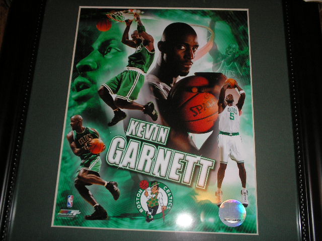 BOSTON CELTICS  KEVIN GARNETT FRAMED PHOTO..  Frame Size is 16 3/4