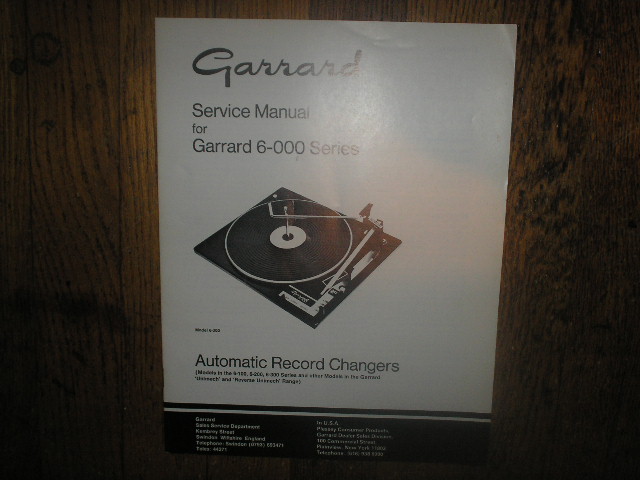 6-000 6-100 6-200 6-300 Series Turntable Service Manual