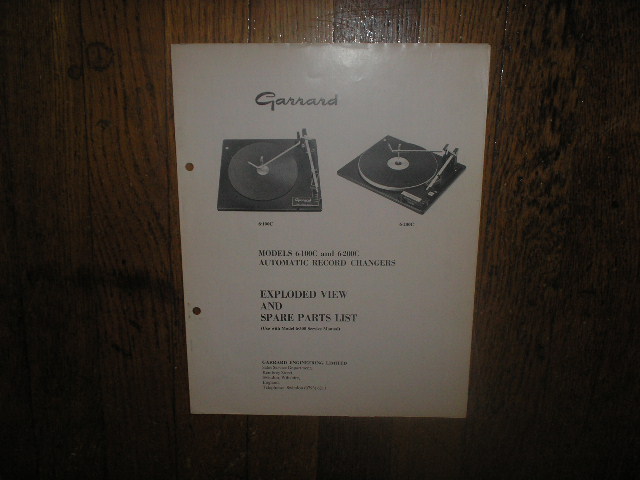 6-100C 6-200C Series Turntable Exploded View Parts Manual

Use with 6-300 Service Manual