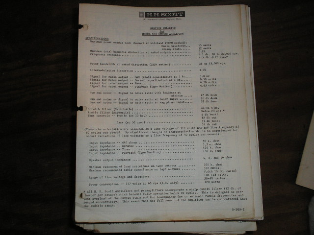 200 Power Amplifier Service Manual..Schematic is dated October 30th 1960
