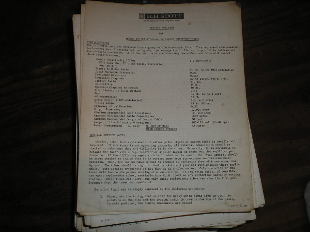 LT-110 Tuner Service  Manual 2.. Schematic is dated April 2nd 1962