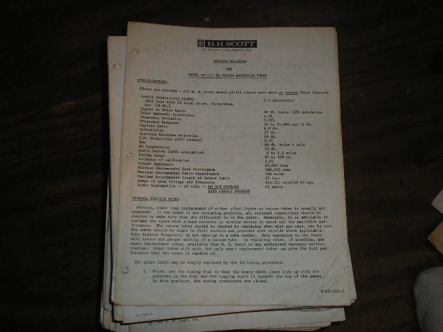 LT-111 Tuner Service  Manual..Schematic is dated March 7th 1963