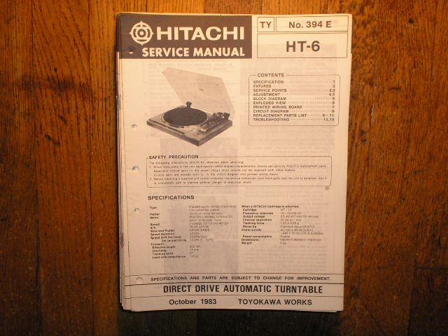 Hitachi HT-6 Turntable Service Manual..  