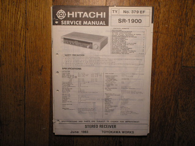 Hitachi SR-1900 Stereo Receiver Service Manual