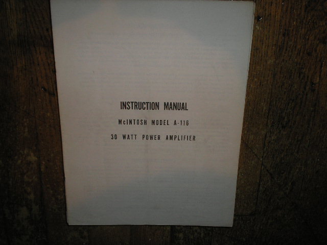 A-116 30 Watt Power Amplifier Service Manual.... See MC30 also..