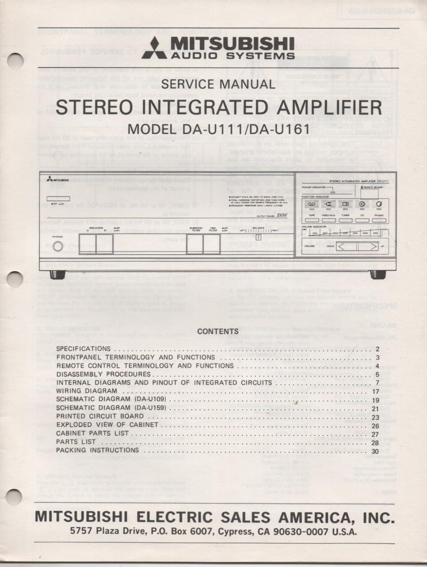 DA-U111 DA-U161 AMPLIFIER Service Manual