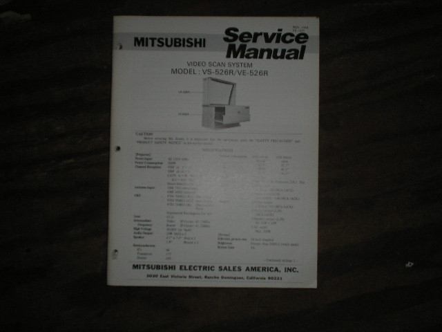 VE-526R VS-526R Projection Television Service Manual VS-035
