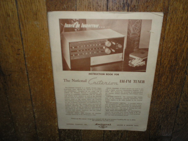 Criterion AM FM Tuner Service Manual