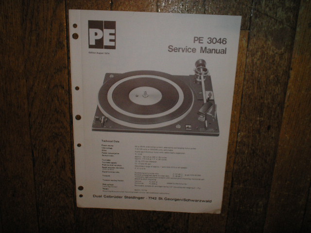 DUAL  PE 3046 Turntable Sevice Manuall