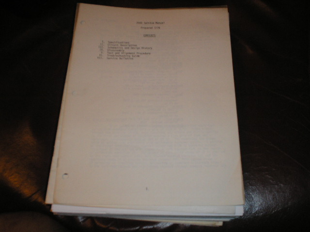 2000 Pre-Amplifier Service Manual Early Production