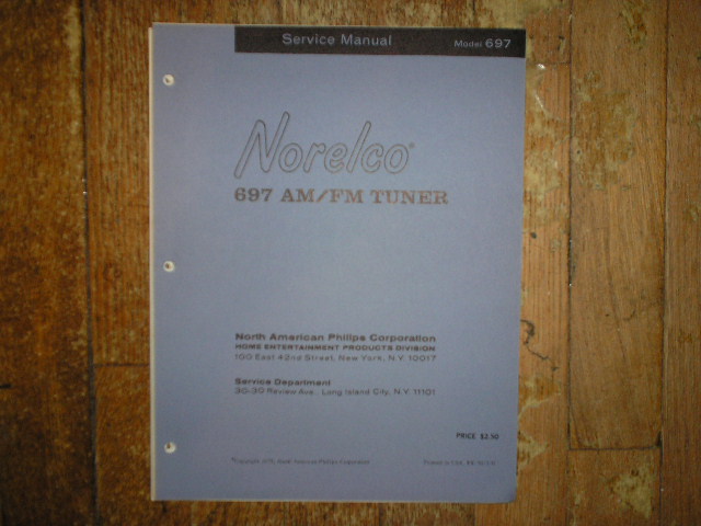 Norelco Philips NAP 697 AM FM Tuner Service Manual