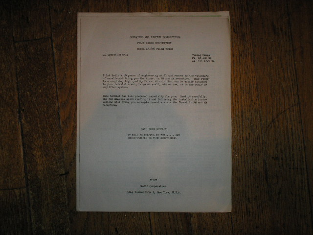 AF-605 AM FM Tuner Service Manual