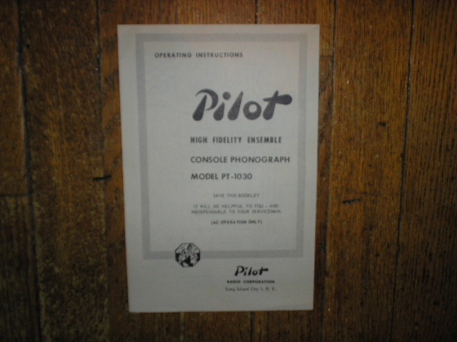 PT-1030 Console Phonograph Service Manual