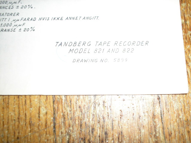 821 822 Tape Recorder Schematic and Alignment Instructions