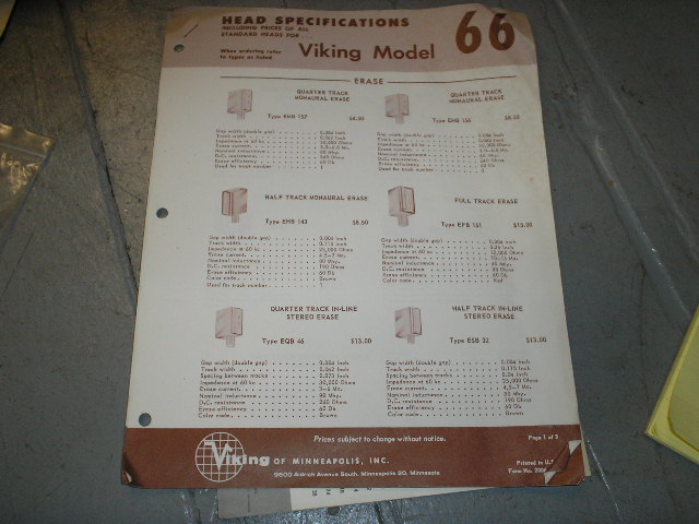 Viking 66 Head Specification Data Sheet