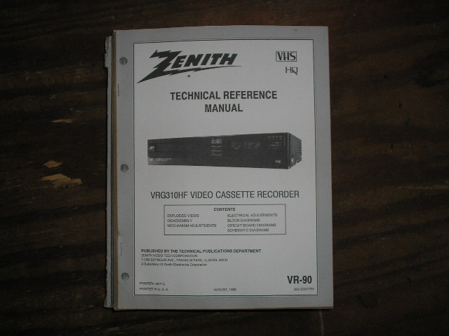 Zenith VRG310HF VCR Technical Reference Manual... 
Manual VR-90