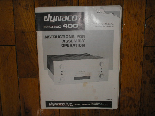 Stereo 400 Control Amplifier Assembly Service Manual. Contains a schematic,parts list, and the assembly instructions


