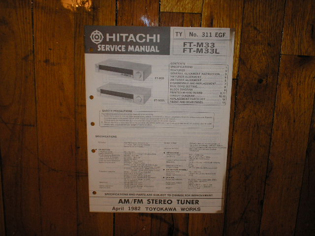 FT-M33 FT-M33L AM FM Tuner Service Manual   