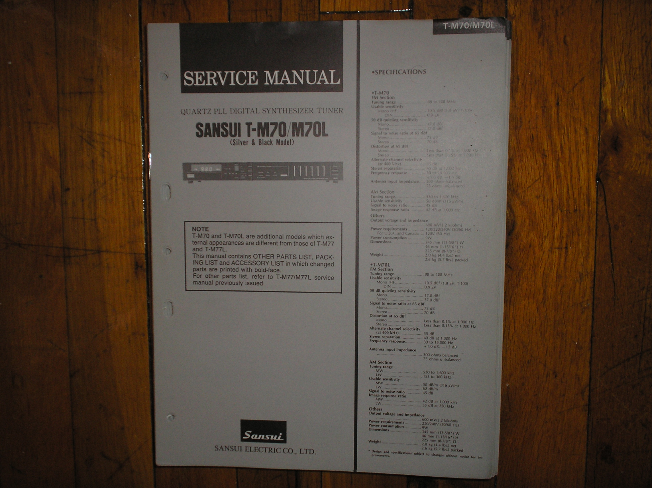 T-M70 T-M70L Tuner Service Manual