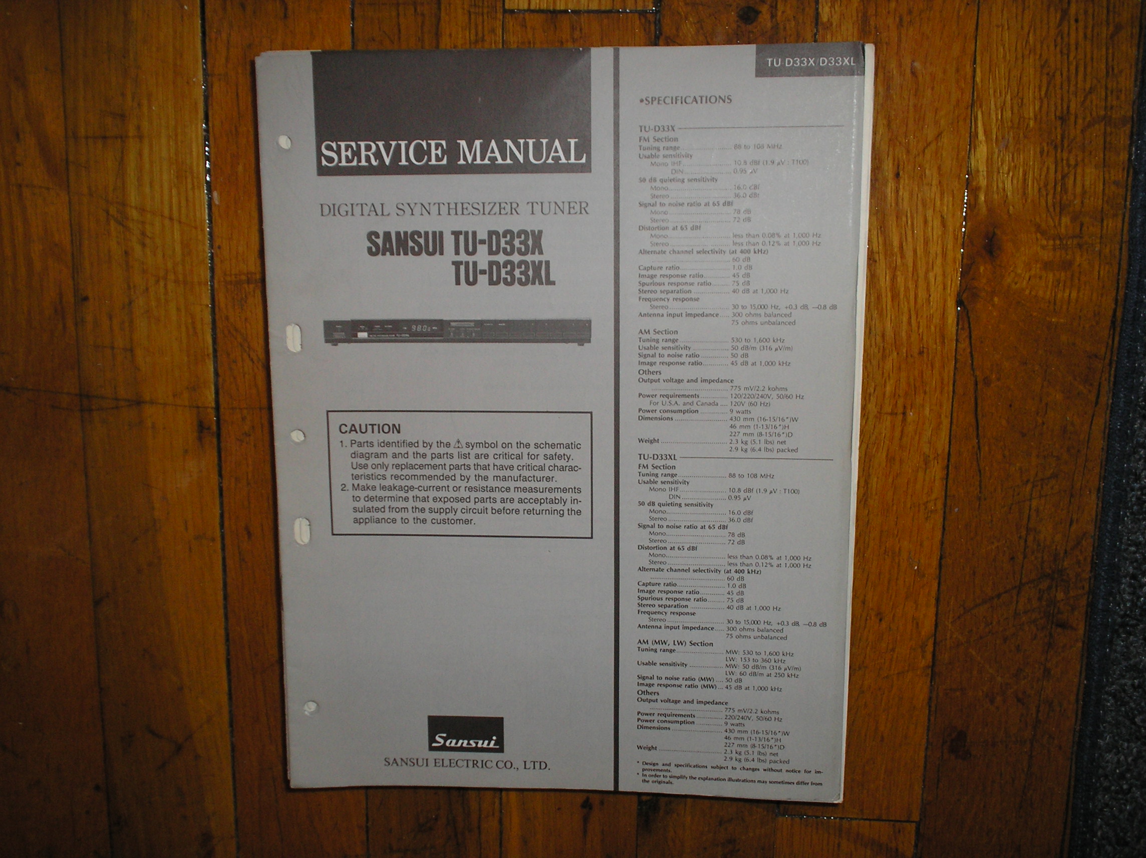 TU-D33X TU-D33XL Tuner Service Manual