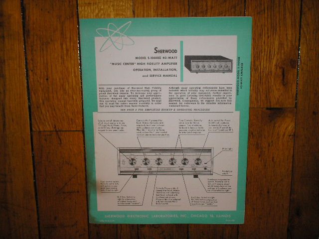 S-1000 III 3 40 Watt Hi-Fi Amplifier Operation, Installation and Service Manual for Serial no. 312507 and up.. Tubes are 2  7868  2 6EU7 1 6K11