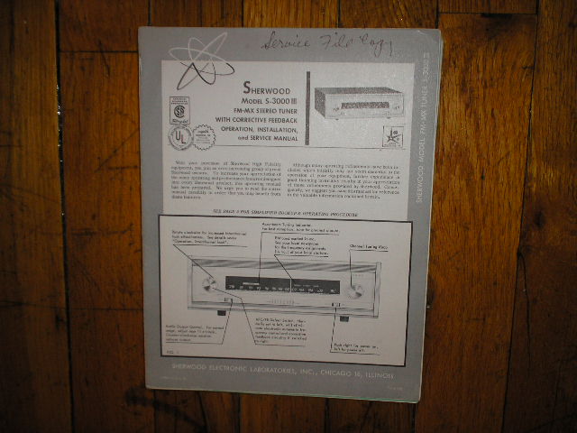 S-3000 III Tuner Operating Service Installation Manual Serial no 3119008 and up