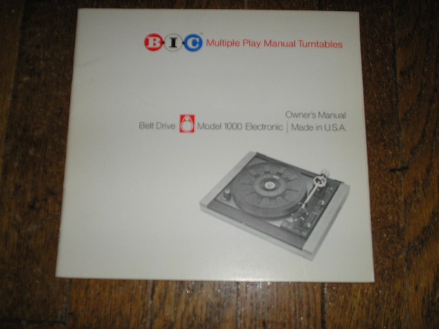 1000 Turntable Owners Manual