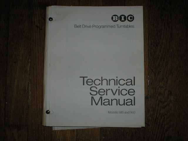 960 980 Turntable Service Manual.