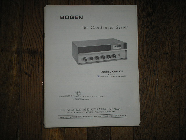 CHB1225 Challenger P. A. Amplifier Service and Instruction Manual with Schematic 