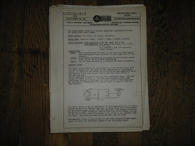 FM801 Tuner Service Owners Manual  Bogen