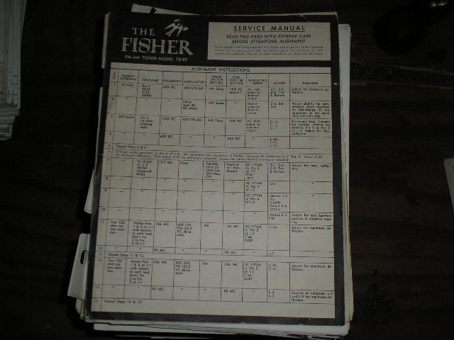 70-RT Tuner Service Manual  Fisher 